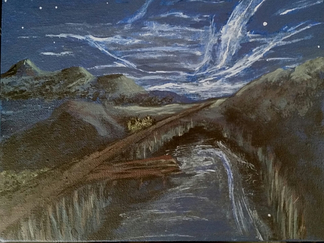 Leuchtende Nachtwolken - Acryl auf Leinwand. Copyright Steffi Purzelbaum 2018, jede Kopie/Vervielfltigung/Weitergabe untersagt