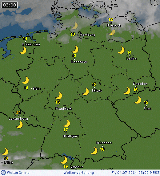 Wolkenverteilung über Deutschland am 04.07.2014 um 03 MESZ