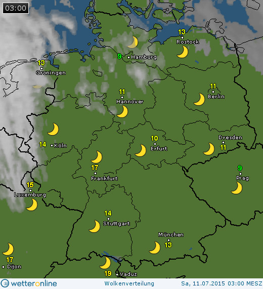 Wolkenverteilung über Deutschland am 11.07.2015 um 03 MESZ