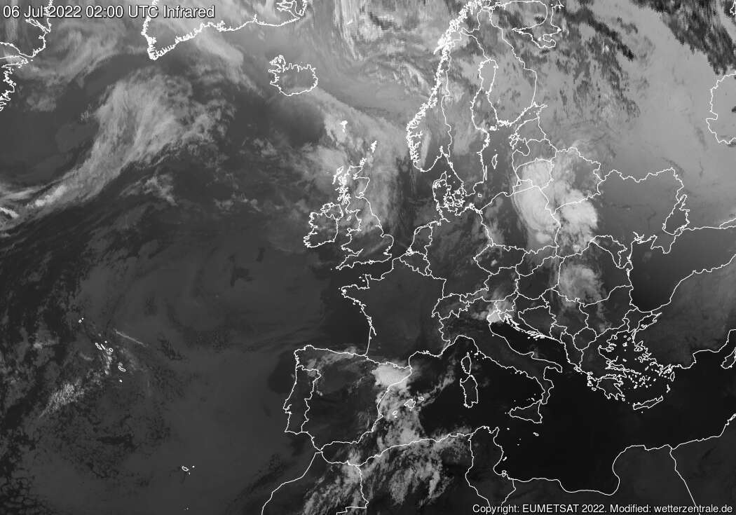 Satellitenbild (Infrarot) vom 06.07.2022, 02:00 UTC (= 04.00 MESZ